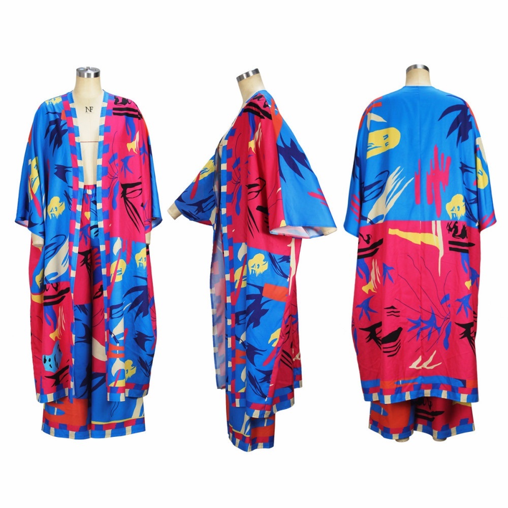 Vibrant Multicolor Kimono Robe Set
